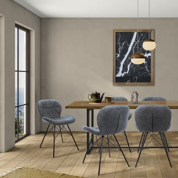 ML-Design 2 stk. spisestuestole med ryglæn; antracit; køkkenstol med kunstlæderbetræk; polstret stol med metalben; ergonomisk spisestuestol; stue
