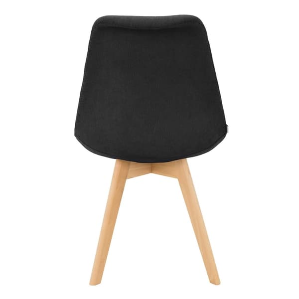 ML-Design 4-delat set matsalsstolar med ryggstöd; svart; skandinavisk retro klädd stol med bokträben; linne sits; ergonomisk köksstol för matbord;