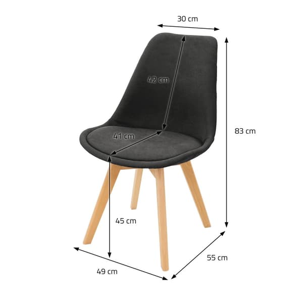 ML-Design 4-delat set matsalsstolar med ryggstöd; svart; skandinavisk retro klädd stol med bokträben; linne sits; ergonomisk köksstol för matbord;