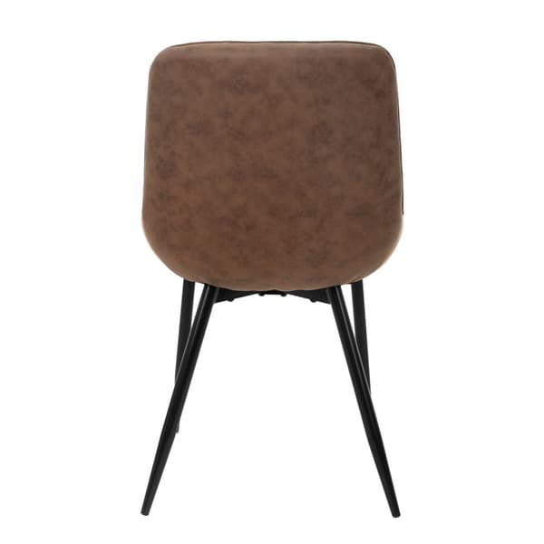 ML-Design 2 stk. Spisestuestole med ryglæn og armlæn; brun; PU-kunstlæder sæde; metalben; køkkenstole; polstrede spisestuestole til stuen