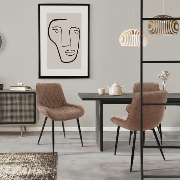 ML-Design 2-pack Matstolar med rygg- och armstöd; Brun; PU-konstläder sits; Metallben; Köksstolar; Vardagsrumsstolar; Klädd stol