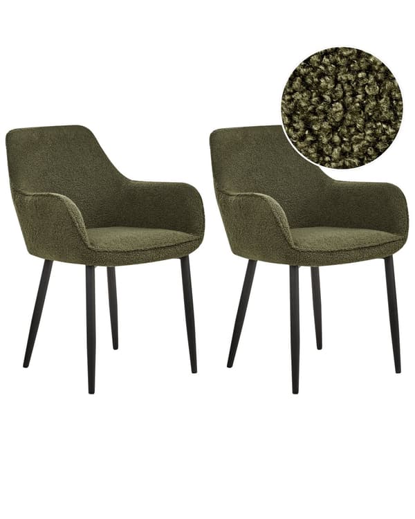Tuoli tummanvihreä bukleeverhoilu rautajalat 2 kpl käsinojilla moderni glamour