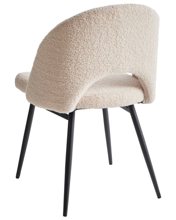 Set med 2 Matstolar Beige Sammet med Armstöd Ryggstöd med Utskärning Svarta Metallben Kök Matsal Vardagsrum Kontor
