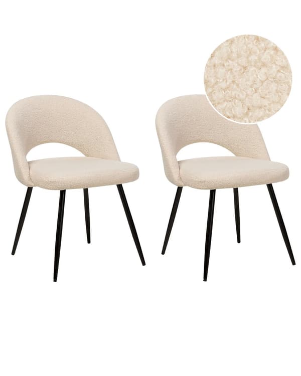 Set med 2 Matstolar Beige Sammet med Armstöd Ryggstöd med Utskärning Svarta Metallben Kök Matsal Vardagsrum Kontor