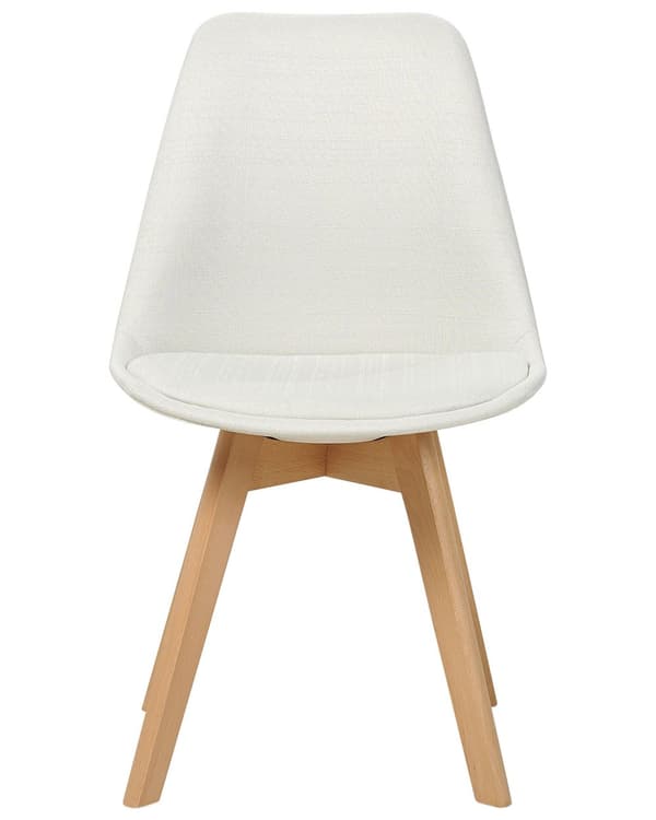 Set om 2 Matstolar Off-White tyg med stoppad sits Släta träben