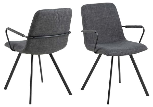 2 x Selina spisestuestoler med armlener grå.
