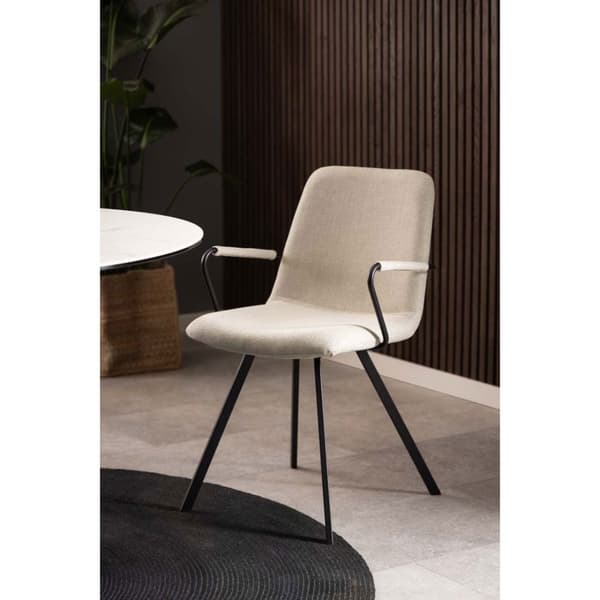 2 x Selina spisestuestoler med armlener beige.
