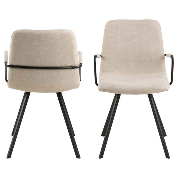 2 x Selina spisestuestoler med armlener beige.