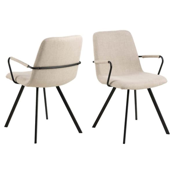 2 x Selina spisestuestoler med armlener beige.