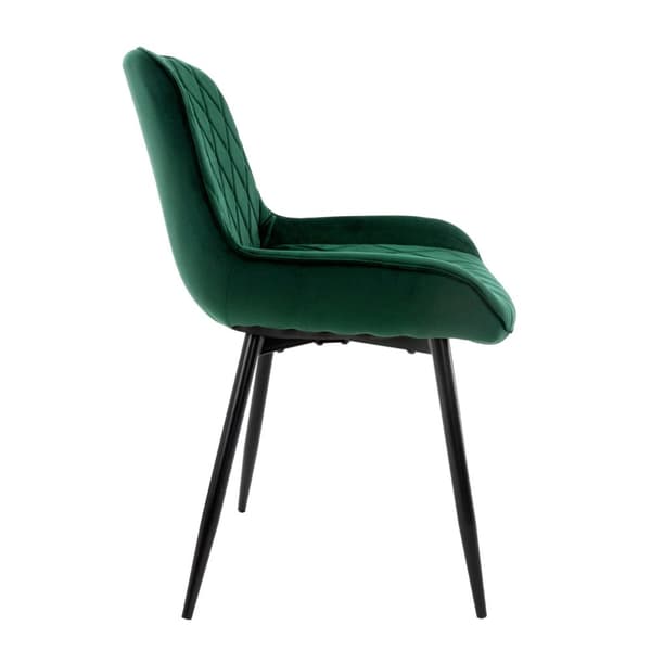 Ruokailutuolin 2 kpl tummanvihreä samettiverhoilu metallijaloilla sis. kokoonpanomateriaalin ML-Design