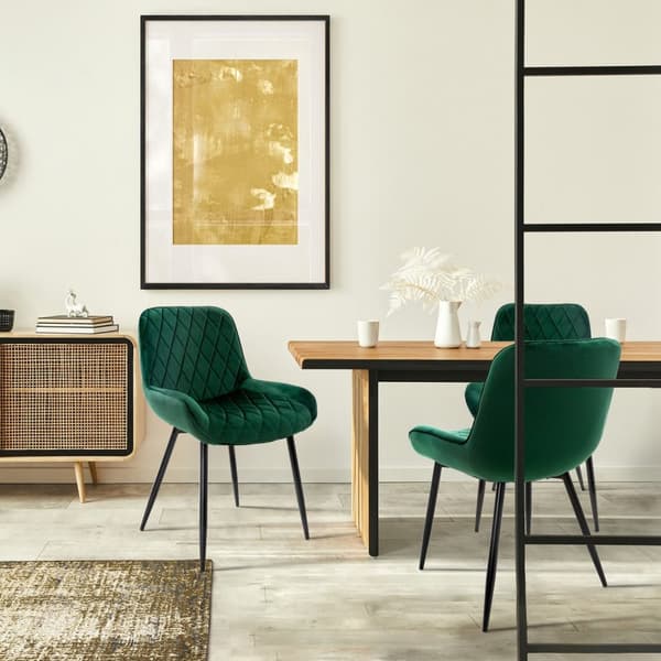 Ruokailutuolin 2 kpl tummanvihreä samettiverhoilu metallijaloilla sis. kokoonpanomateriaalin ML-Design