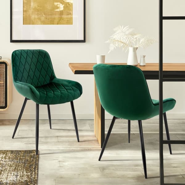 Ruokailutuolin 2 kpl tummanvihreä samettiverhoilu metallijaloilla sis. kokoonpanomateriaalin ML-Design