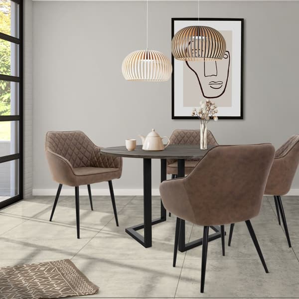 Matstol uppsättning av 2 brunt konstläderklädsel med metallben inkl. monteringsmaterial ML-Design