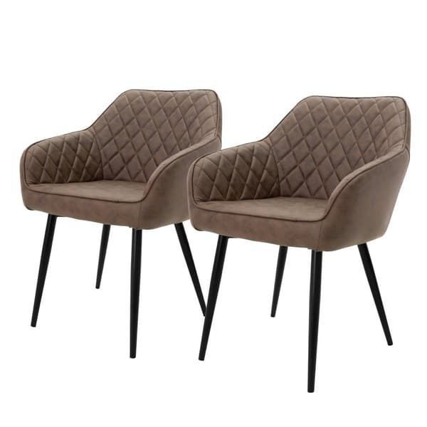 Ruokailutuolin 2 kpl ruskea keinonahkaverhoilu metallijaloilla sis. kokoonpanomateriaalin ML-Design