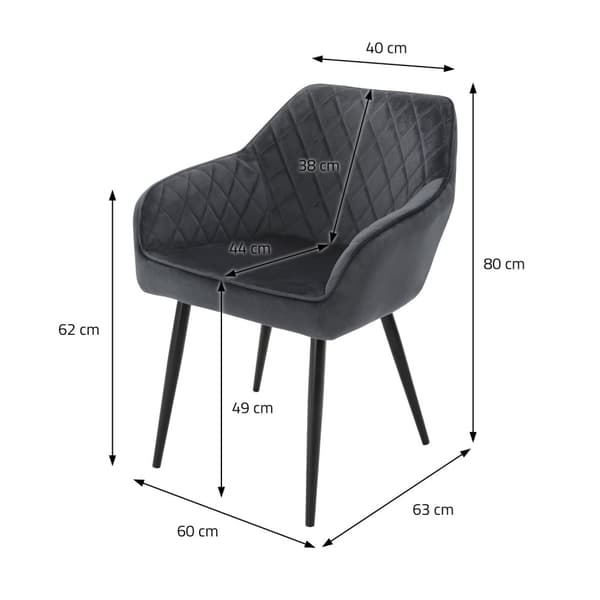 Ruokailutuolin 2 kpl antrasiitti sametti verhoilu metallijaloilla sis. kokoonpanomateriaalin ML-Design