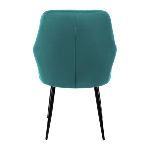 Matrumsstolar med ryggstöd och armstöd, set om 2, klädsel i petrolfärgad sammet med metallben ML-design