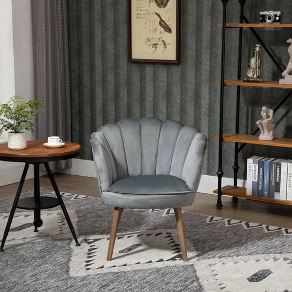 Rootz Matsalsstol - Köksstol - Fåtölj Med Ryggstöd - Vardagsrumsstol - Polyester - Gummiträ - Mörkgrå - 66 x 66 x 78,5 cm