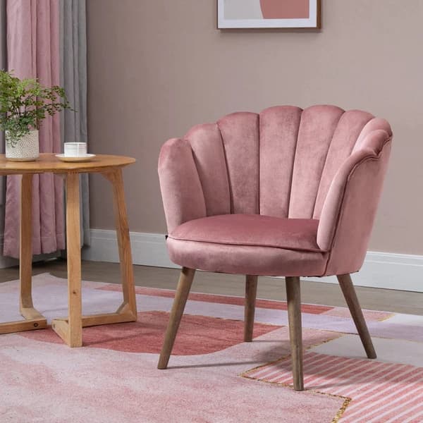 Rootz Spisestuestol - Køkkenstol - Lænestol med ryglæn - Stuestol - Polyester - Gummitræ - Pink - 66 x 66 x 78,5 cm