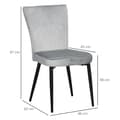 Miniatyrbild 3 av 6: Rootz Set med 4 matsalsstolar - Accentstolar - Kök och matrum - Stolset - Sammetslook - Ljusgrå + Svart - 46L x 65W x 87H cm