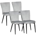 Miniatyrbild 1 av 6: Rootz Set med 4 matsalsstolar - Accentstolar - Kök och matrum - Stolset - Sammetslook - Ljusgrå + Svart - 46L x 65W x 87H cm