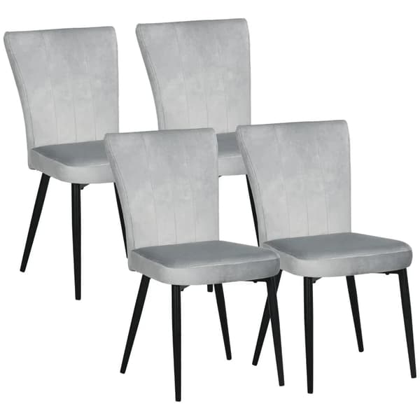 Rootz Set med 4 matsalsstolar - Accentstolar - Kök och matrum - Stolset - Sammetslook - Ljusgrå + Svart - 46L x 65W x 87H cm