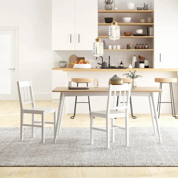 Rootz Set med 2 matstolar - Trästolar - Massivt trä - Furu - Vit - 41L x 46,5W x 85,5H cm