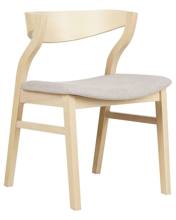 Tuoli vaalea puu beige kangas istuin 2 kpl setti ruokapöydän käsinojaton retro perinteinen tyyli