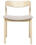 Pikkukuva 7 / 11: Tuoli vaalea puu beige kangas istuin 2 kpl setti ruokapöydän käsinojaton retro perinteinen tyyli