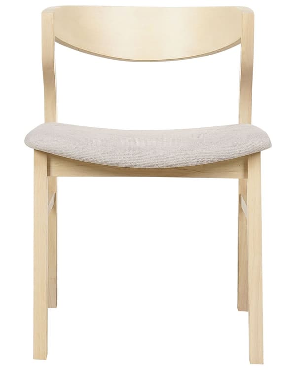 Tuoli vaalea puu beige kangas istuin 2 kpl setti ruokapöydän käsinojaton retro perinteinen tyyli
