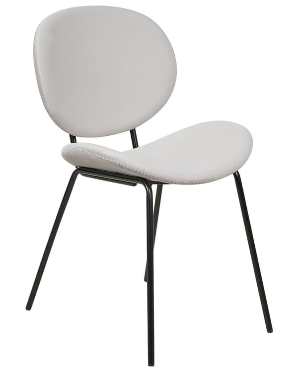 Set om 2 Matstolar Ljusgrå Sammet Armlösa Benkåpor Svarta järnben Modern Retro Design Sittplatser i matsalen
