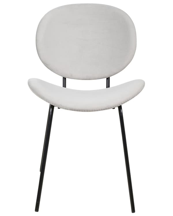 Set om 2 Matstolar Ljusgrå Sammet Armlösa Benkåpor Svarta järnben Modern Retro Design Sittplatser i matsalen
