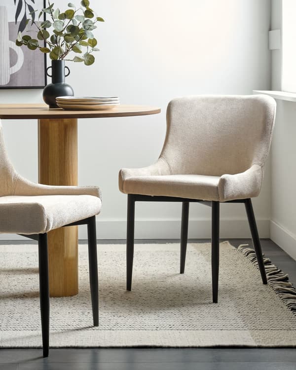 Tuoli vaalea beige polyesteri kangasverhoilu 2 kpl moderni tyyli
