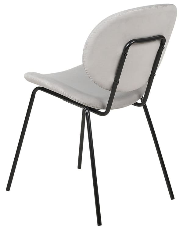 Sæt med 2 spisebordsstole Lysegråt Velour Sorte jernben Moderne retrodesign Spisebordsstole