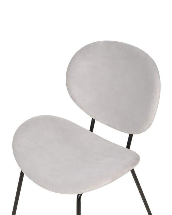 Sæt med 2 spisebordsstole Lysegråt Velour Sorte jernben Moderne retrodesign Spisebordsstole
