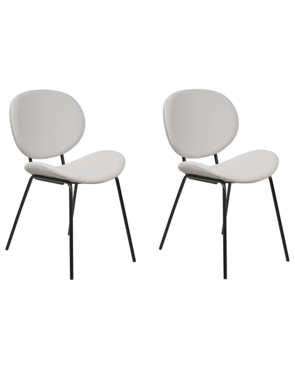 Sæt med 2 spisebordsstole Lysegråt Velour Sorte jernben Moderne retrodesign Spisebordsstole