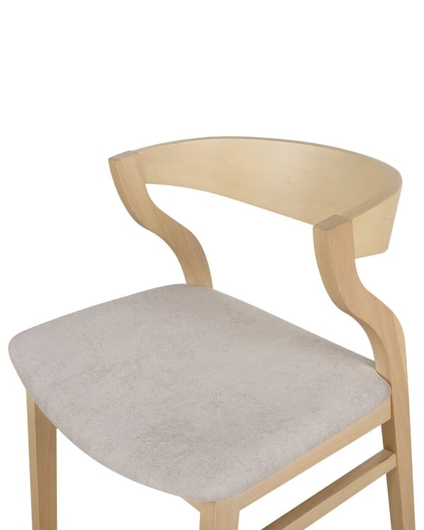 Sæt med 2 spisestuestole lyst træ og beige krydsfiner Polyesterstof Gummitræben Retro traditionel stil