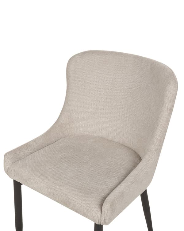 Spisebordsstol Beige Stof Sæt af 2 Polstrede Spisestuestole Komfortable til Spisestue Køkken Stofstole Indretning Skandinavisk