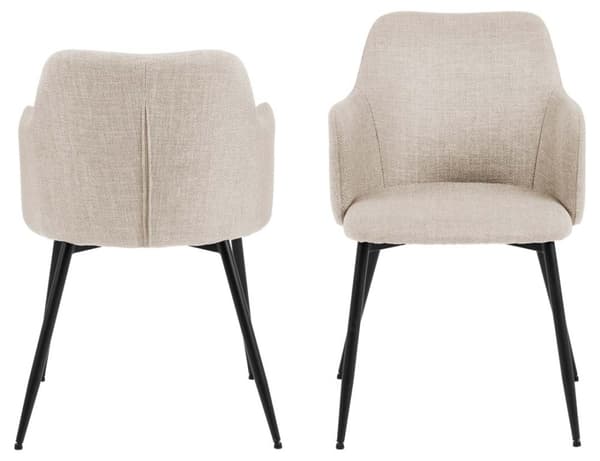 2 x Ilsa spisestuestoler med armlener beige.