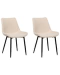 Miniatyrbilde 4 av 10: Sett med 2 Spisestoler Beige bouclépolstring Høy ryggstøtte Svarte metallben Moderne design