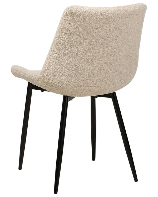 Sett med 2 Spisestoler Beige bouclépolstring Høy ryggstøtte Svarte metallben Moderne design