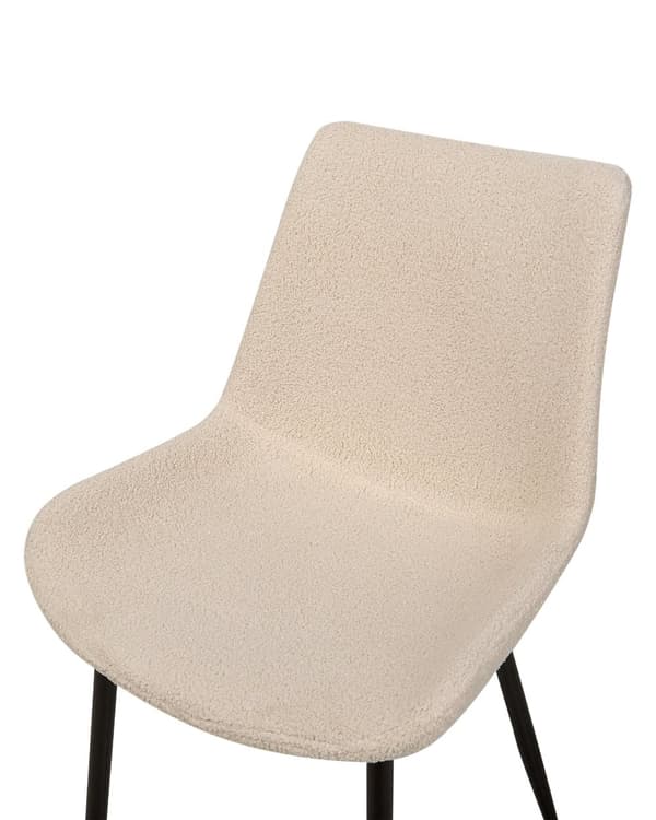 Sett med 2 Spisestoler Beige bouclépolstring Høy ryggstøtte Svarte metallben Moderne design