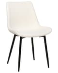 Miniatyrbilde 6 av 10: Sett med 2 Spisestoler Hvit Boucle-polstring Høy ryggstøtte Svarte metallben Moderne design