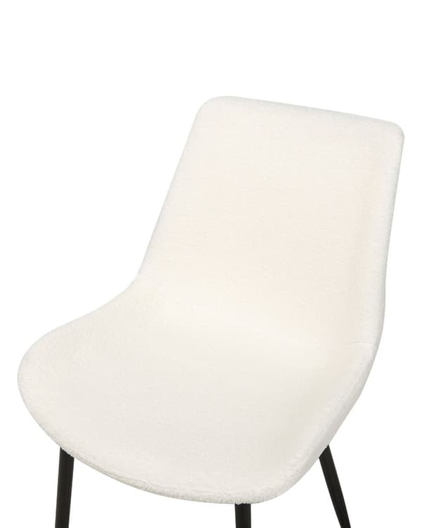 Sett med 2 Spisestoler Hvit Boucle-polstring Høy ryggstøtte Svarte metallben Moderne design