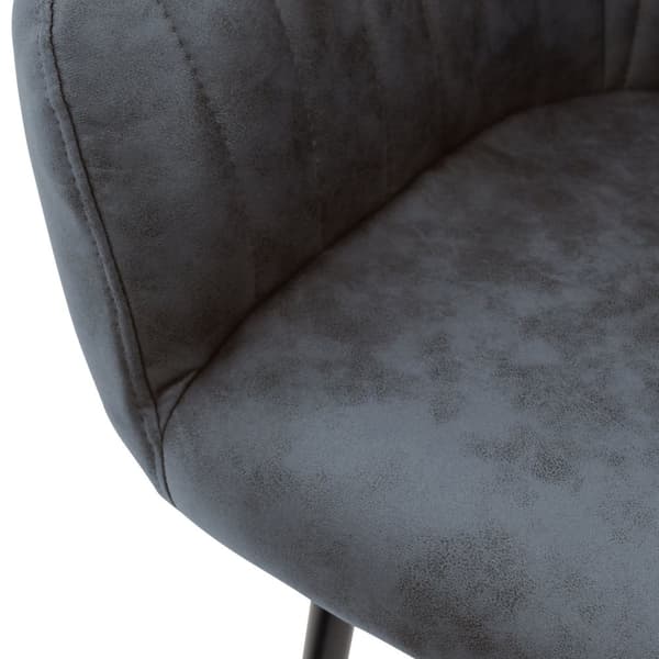 Spisestuestole med ryglæn og armlæn sæt med 2 antracit kunstlæder med metalben ML-design