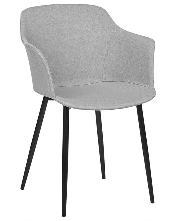 Set med 2 matstolar Ljusgrå tygklädda Svarta ben Retrostil Vardagsrumsmöbler