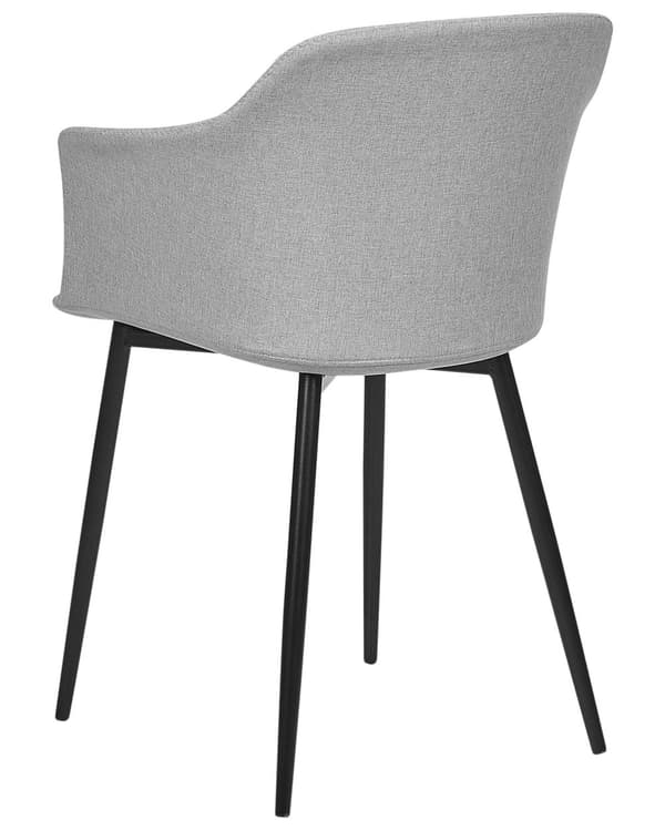 Set med 2 matstolar Ljusgrå tygklädda Svarta ben Retrostil Vardagsrumsmöbler