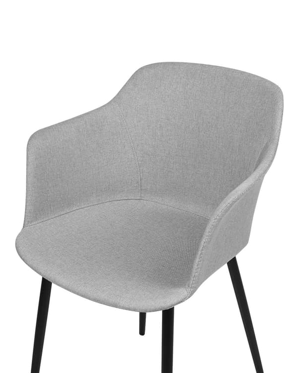 Set med 2 matstolar Ljusgrå tygklädda Svarta ben Retrostil Vardagsrumsmöbler