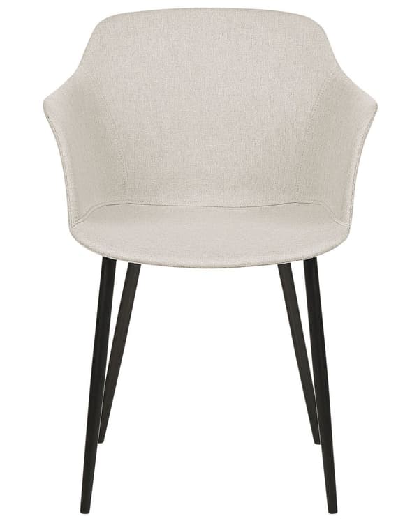 Set om 2 matstolar Ljusbeige tygklädda Svarta ben Retrostil Vardagsrumsmöbler