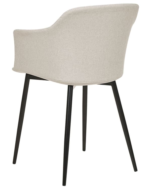 Set om 2 matstolar Ljusbeige tygklädda Svarta ben Retrostil Vardagsrumsmöbler