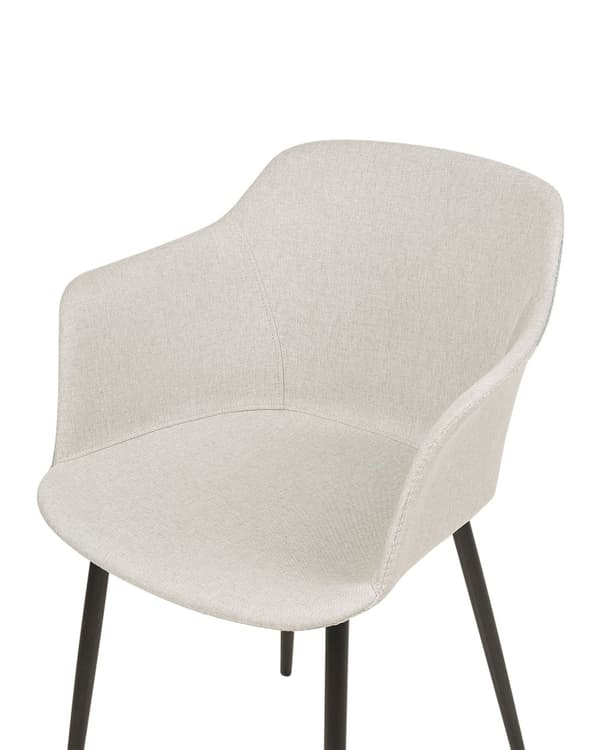 Set om 2 matstolar Ljusbeige tygklädda Svarta ben Retrostil Vardagsrumsmöbler